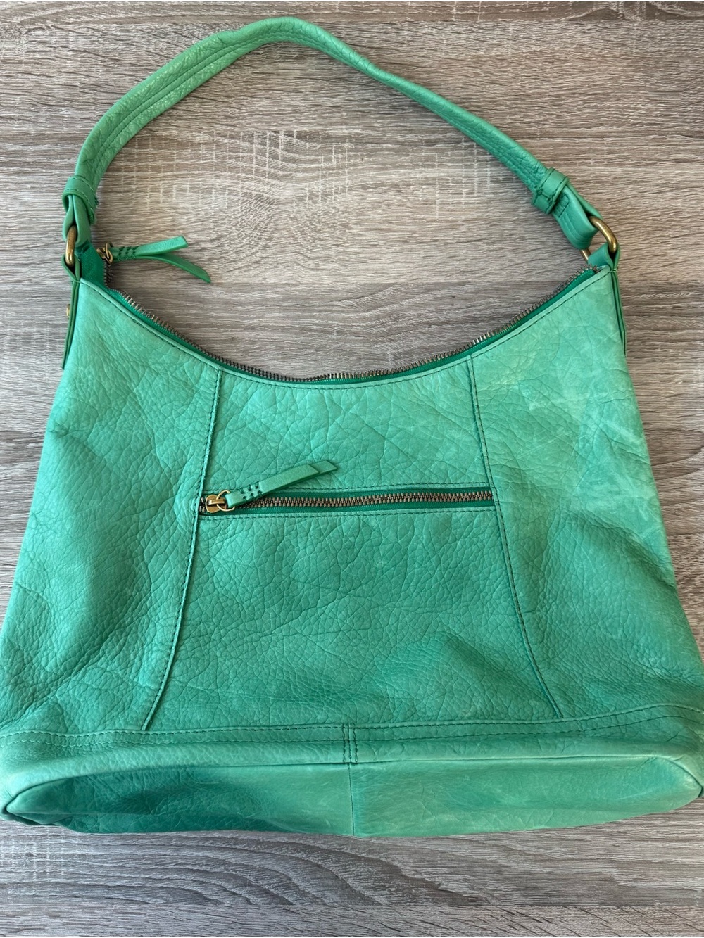 American Leather Company Green Leather Hobo Bag - Picture 3 of 5